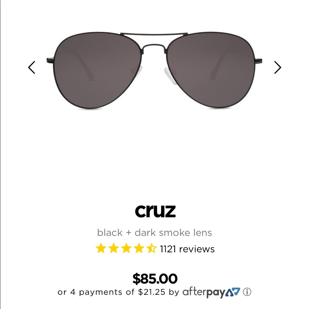 BRAND NEW DIFF EYEWEAR BLACK AVIATORS